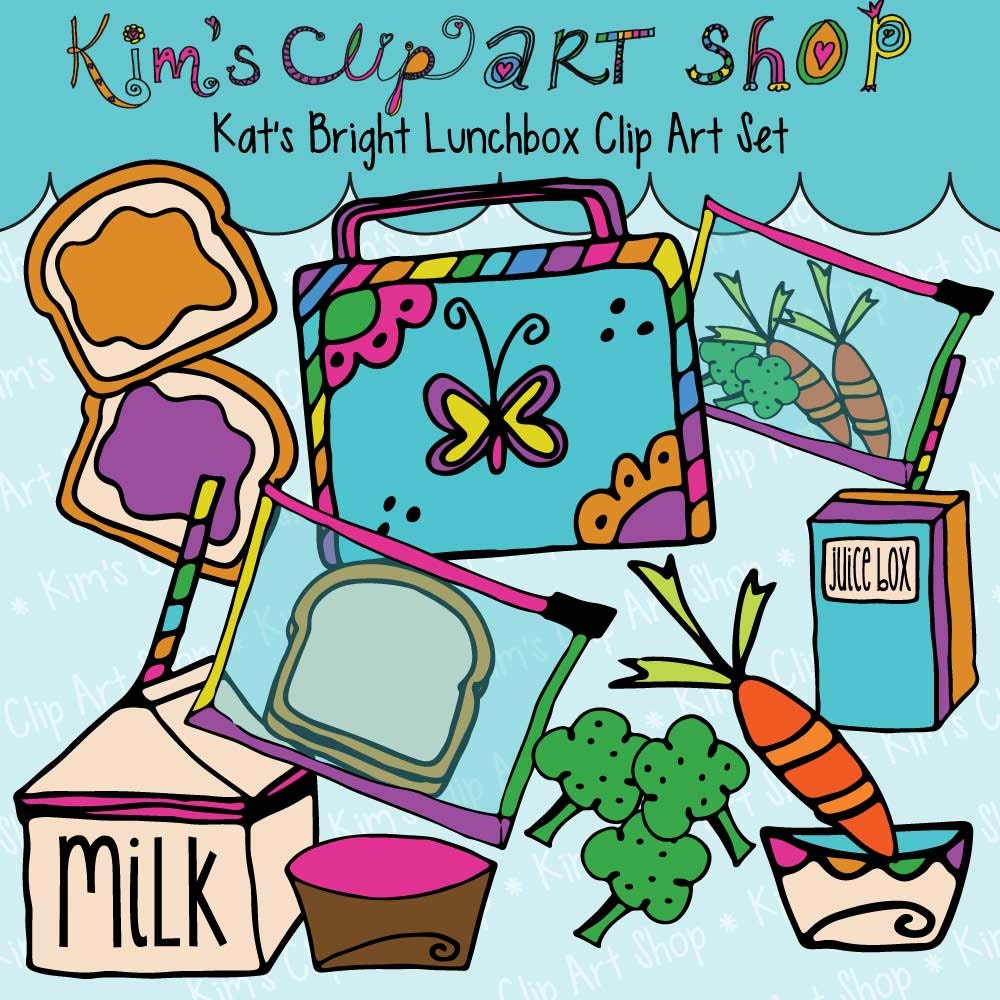 Lunchbox Clip Art Set-scrapbooking, clip art, lunchbox, lunch, lunchtime, broccoli, carrots, Commercial Use Il_570xn