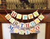 Birthday Banner HAPPY BIRTHDAY Birthday party Decoration for Boy Girl Child Birthday sign photo prop - CUSTOMIZE First Name and Colors