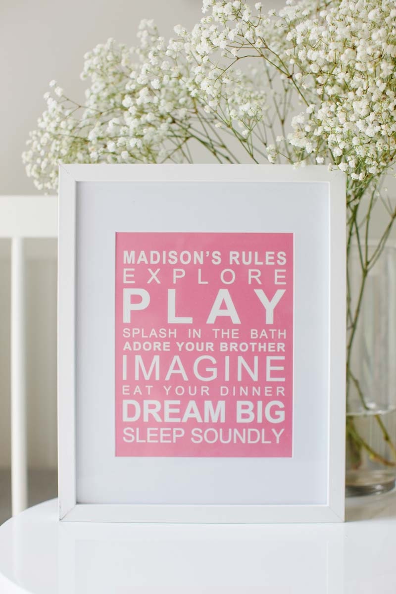 KIDS RULES - PERSONALISED Bus Roll Print 11x14, Nursery Art, Inspirational Art, Modern print