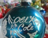 Vintage RARE Shiny Brite Old King Cole Blue Nursery Rhyme Stencil Christmas Ornament 1950s