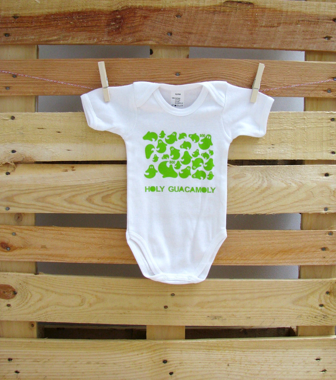 Green ghosts onesie - Holy Guacamoly baby clothing