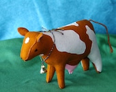 Waldorf Cow Doll (With A Bell), Handmade From Natural Materials