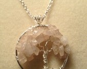 Rose Quartz Tree of Life ---Birthday Valentine Handmade Jewelry Pendant Celtic Gemstones Wire Wrapped Trees Custom by Just4FunDesign