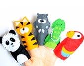 Felt finger puppets set - Animals from the jungle - pack of 5