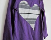 Up-cycled Girls Purple Long Sleeve Shirt with Appliqued Heart Size 4t, Eco Friendly Re-purposed Girls Clothing