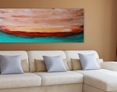 Large 48"by 20" Original Abstract Painting Contemporary Wall Art Decor Landscape Textured Painting