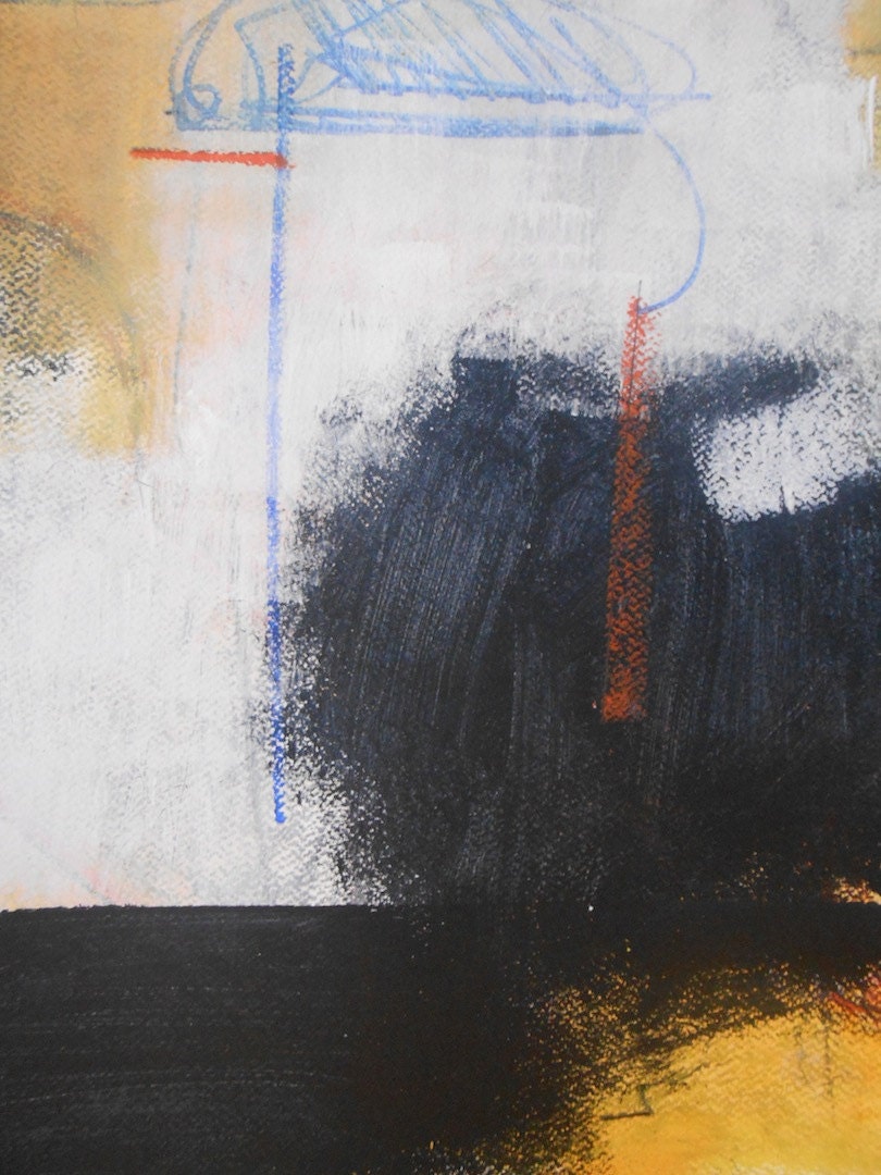 OOAK Modern Fine Art Abstract Original Mixed Media Painting 11.7x16.5 " Tides and Waves 122"