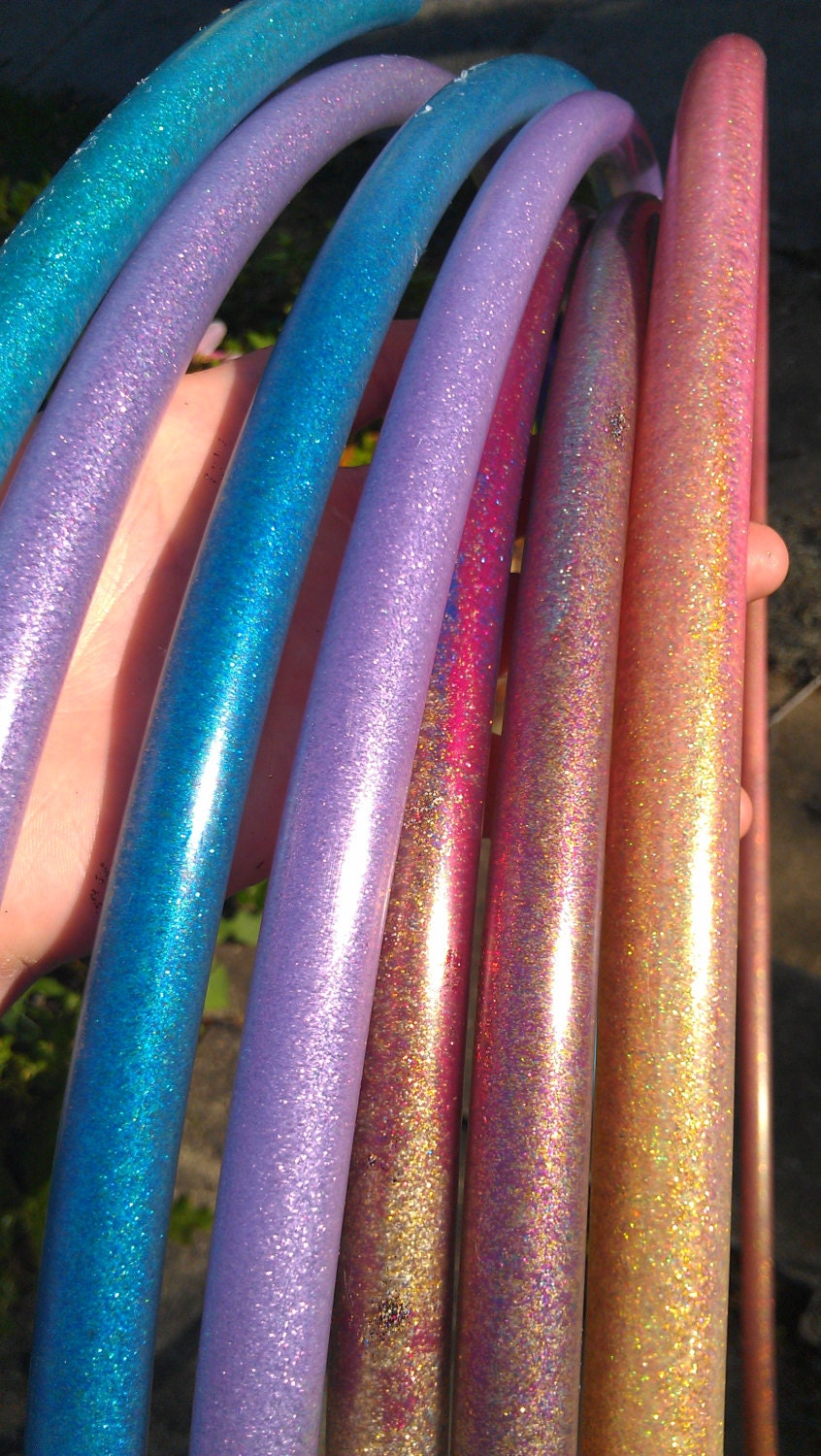 Glitter Storm PolyPro Hula Hoop, pick your colors, 3/4 OD, glitter inside, poly outside