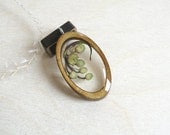 Resin and Wood Jewelry Necklace Pendant with Encased Spring Flower Buds