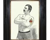 Tattooed Strongman Gentleman Boxer Victorian Steampunk art print