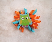 15% OFF-Orange & Blue Owl Corker Ribbon Bow,Unique Hair Clip, Baby Girl Hair Barrette,Toddler,Child,Adult