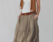 Brown Wide Skirt / Maxi Skirt / Wool  Skirt  / Handmade Women / Full Length Skirt
