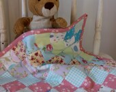 Doll Blanket, Patchwork Quilt, Pastels, Big Sister Gift