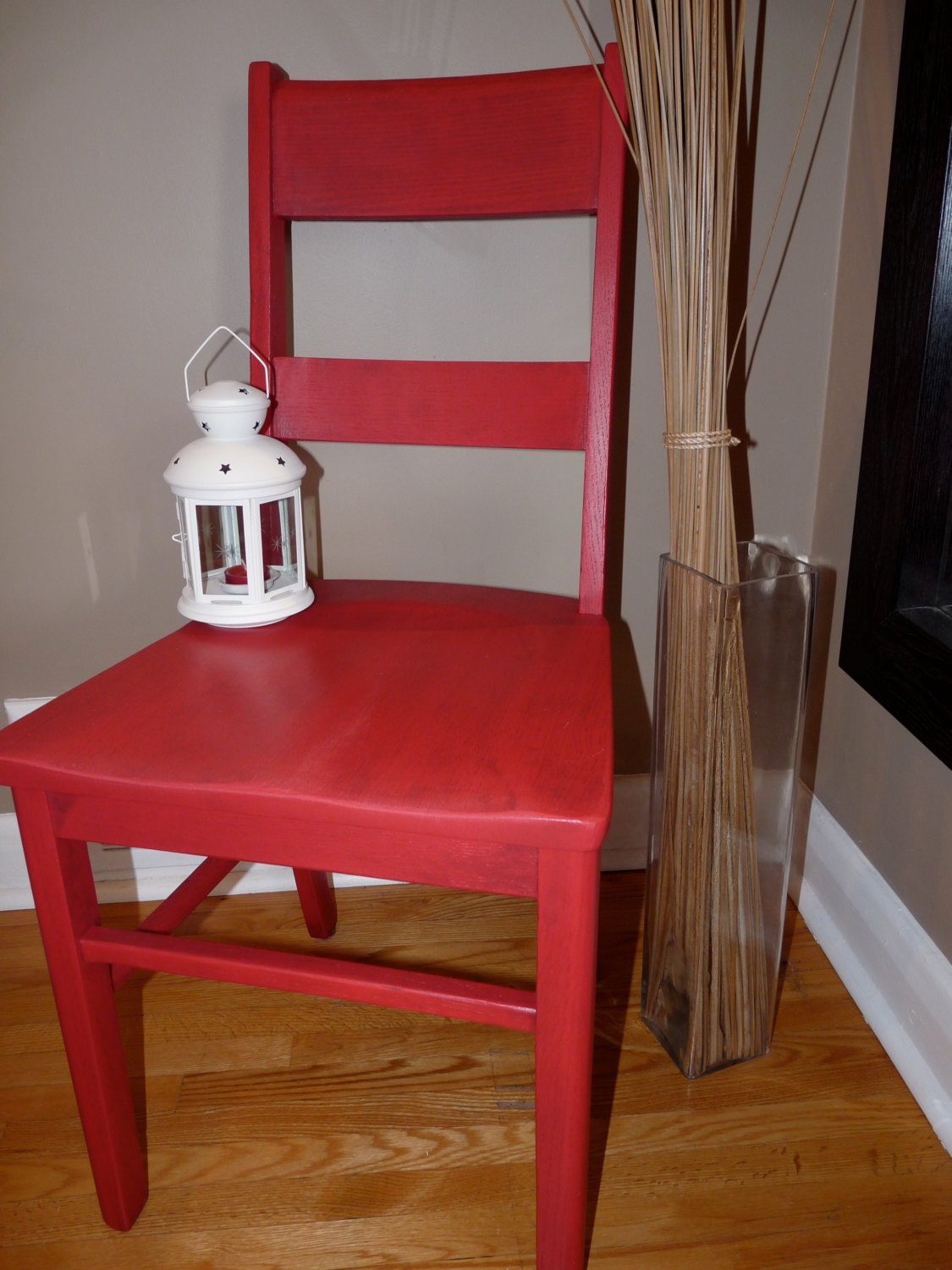Antique Ladder back Red wooden chair
