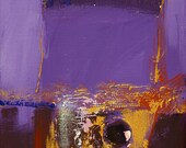 Modern painting in relief, canvas board painting, acrylic painting, acrylic art, purple, gold, white, relief, Title: Waterfall