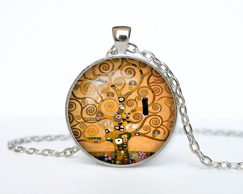Tree of life necklace by Gustav Klimt Tree of life necklace pendant Tree of life necklace jewelry vintage style