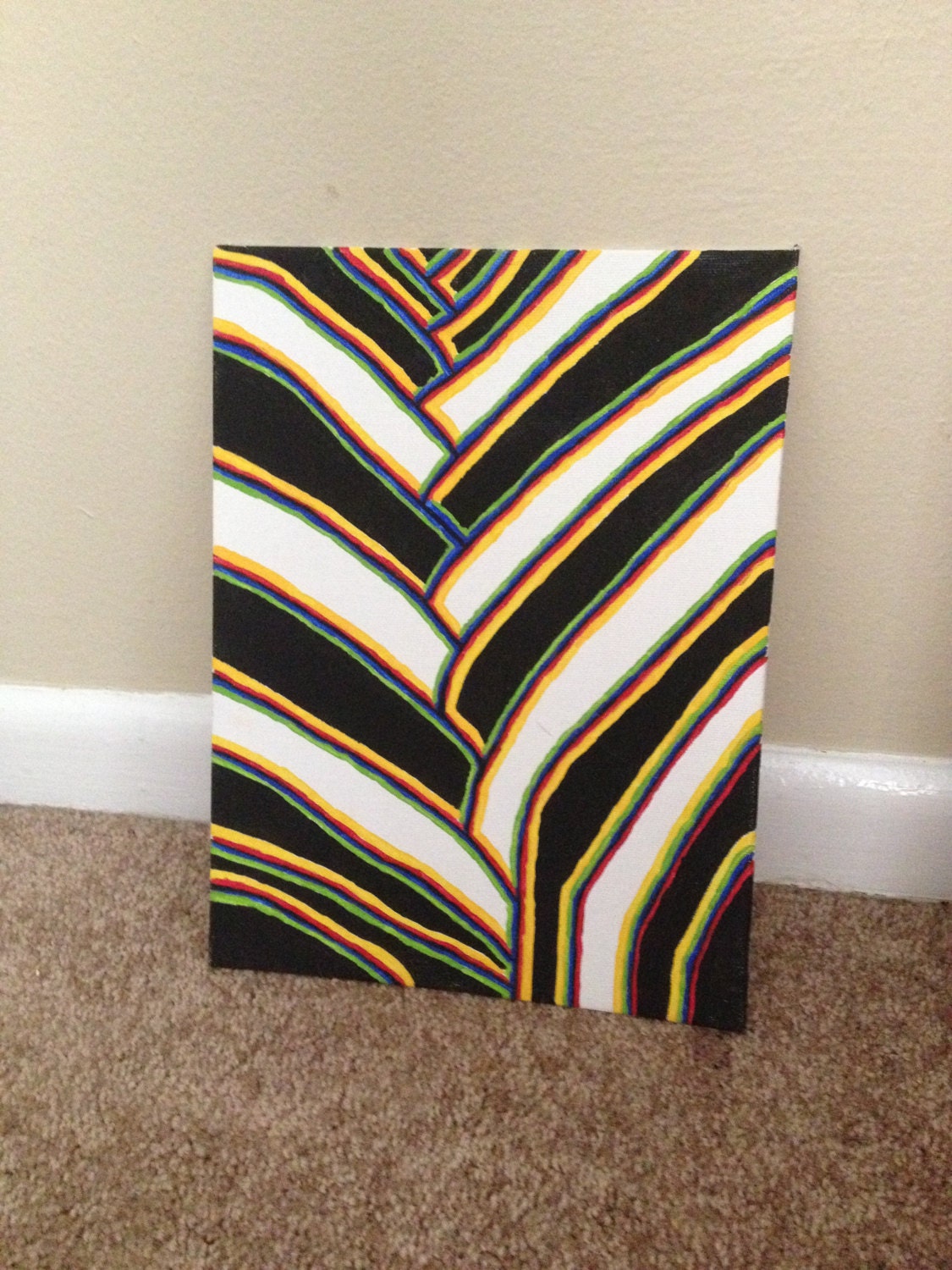 Abstract Striped 9x12 Canvas Painting