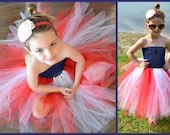 Red White Blue Custom Made Patriotic Basic Tutu Dress - All Child Sizes - Pick your color combo USA Independence Day July 4th