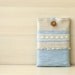 Linen Macbook Air 11 case, 11 inches macbook air sleeve, blue macbook air case with vintage lace and fringes