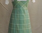 Vintage Reproduction 1930s 1940s 30s 40s WW2 Green Check Cotton Bracer Skirt Bib & Brace Dress