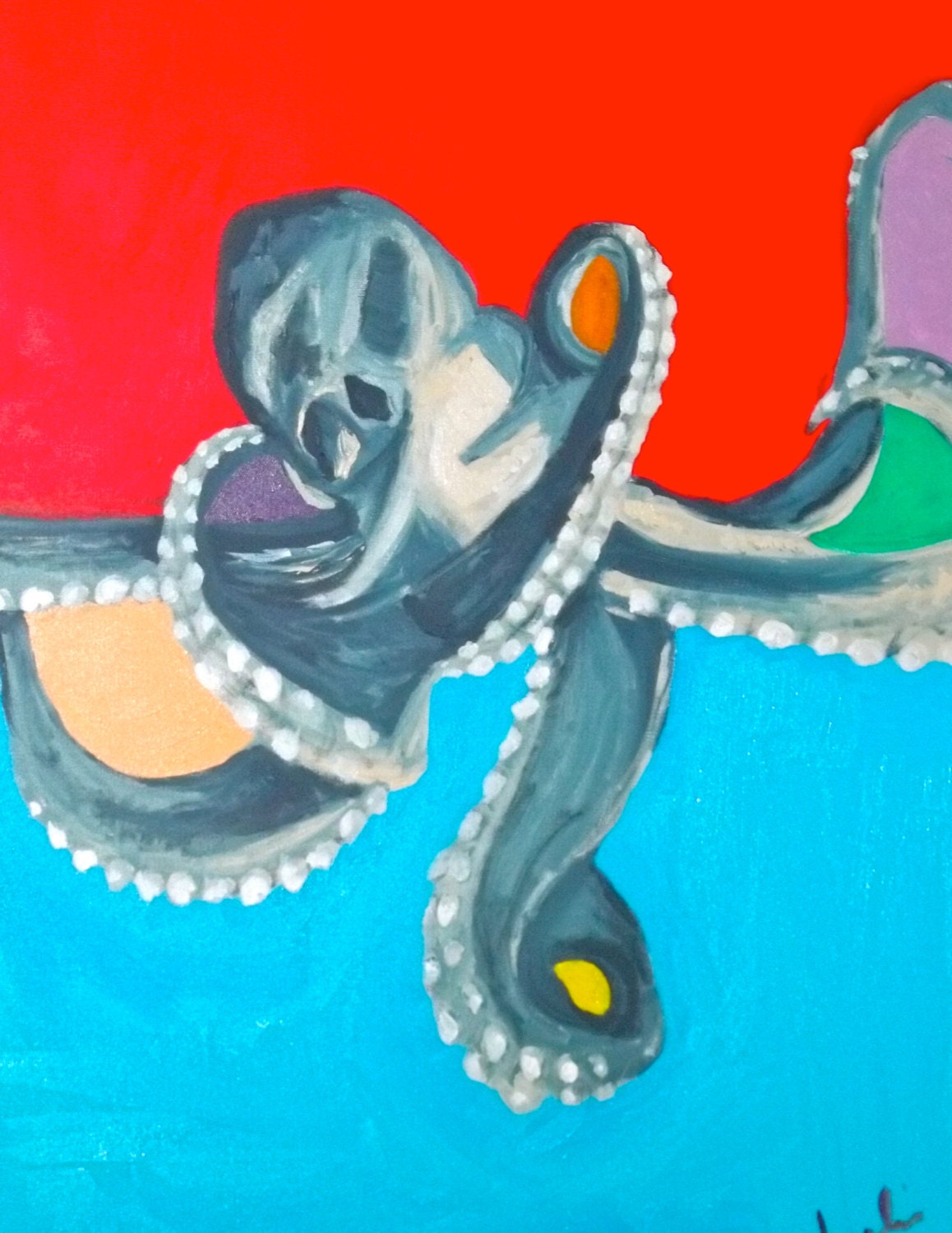 Colorful Painting of Octopus: "Living in Color"
