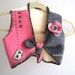 Girls vest, warm wool vest, upcycled ecofriendly kids clothing, tie closure, cropped style, strechy, pink sz 4T, 5T, 6, 7, 8