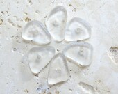 Drilled Sea Glass Beads - White - 6 Mini Center-Drilled