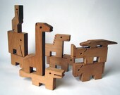 Vintage - Animals - Mid Century - Wood Block Set