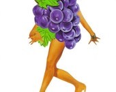 Collage Print Paper Collage Art Wine Lover Purple Grapes Wine Decor Fruit Art