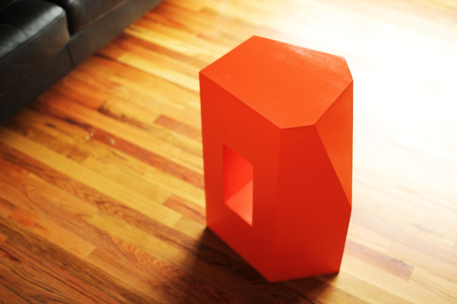 Modern End Table Orange with Cubby