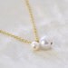 Pair of pearls - two ivory pearls 14k gold filled necklace - delicate bridal or everyday jewelry