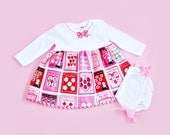 Valentine Babydoll Dress Set Custom Newborn to 2T Vintage Sewing Button Card Retro