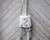 Long Leather Fringe Bag in Off White by Stacy Leigh