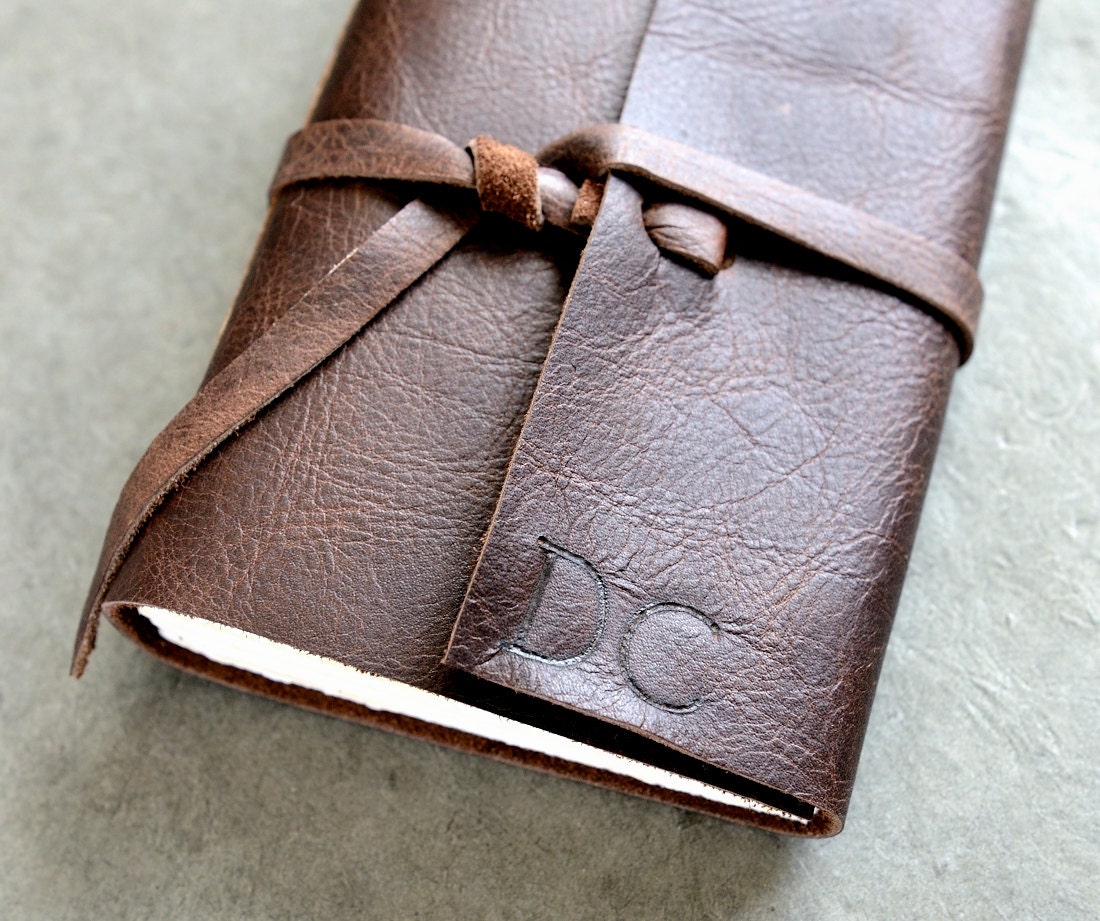Initials - Leather Journal or Sketchbook - Dark Brown