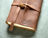 Initials - Leather Journal or Sketchbook - Rustic Brandy