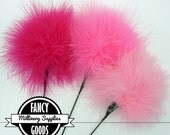 3 - Pink - Marabou - Ostrich Feather Picks - Pom Pom - Poof - Millinery Feathers - Bouquet Picks