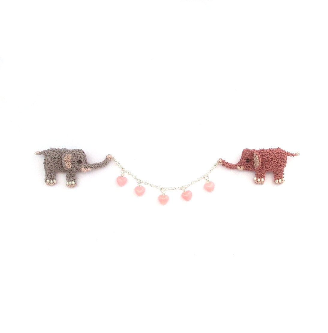 Animal brooch, elephants in love double brooch