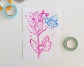 Small botanical transfer monotype, original print