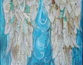 Angel Wings Painting     Mixed media original Titled ANGELS  16 x 20 inches  Wings of Love