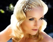 Bridal Head Piece, Swarovski Crystal Rhinestone Gold or Silver Hair Comb, Wired Beads and Sparkling Wedding Headpiece