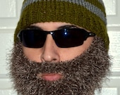 Beard Beanie, Knitted Beard Hat, Adult Size, All Colors, Bearded Beanie, Bearded Hat, Bearded Cap
