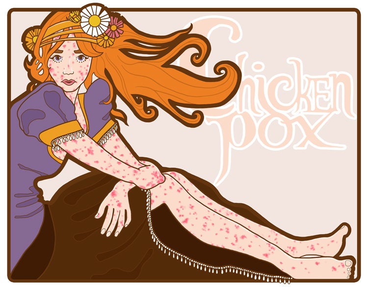 Chicken Pox - 11x14 archival art print / mini poster - Art Nouveau Style
