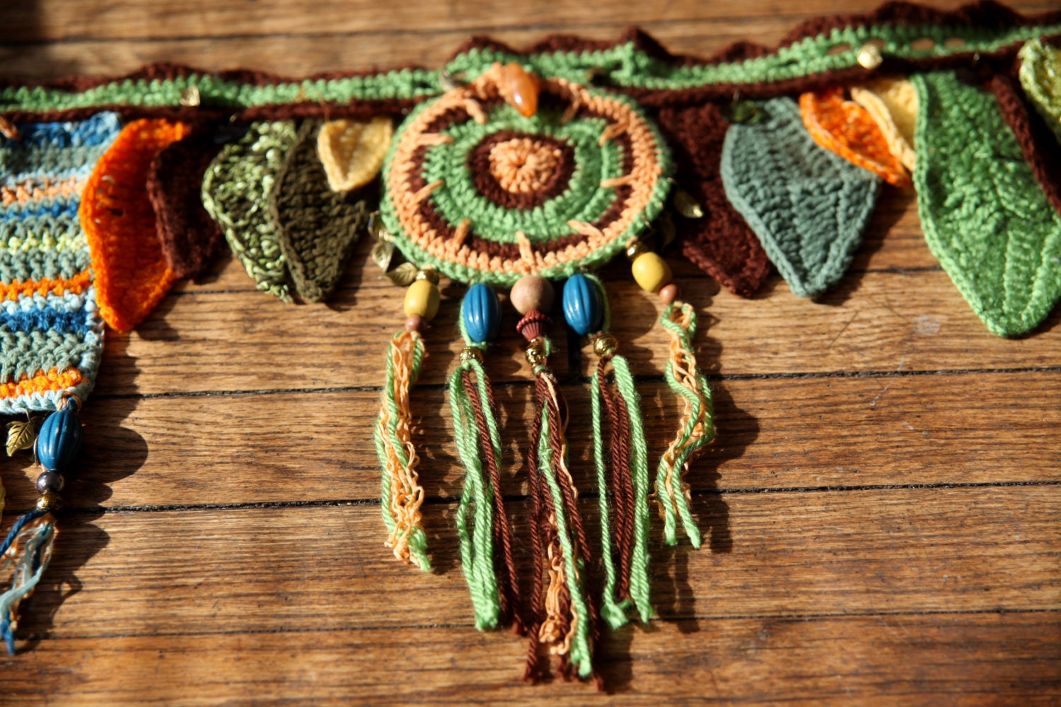 Electric Nature crochet hip wrap / utility / pocket belt - ooak festival wear