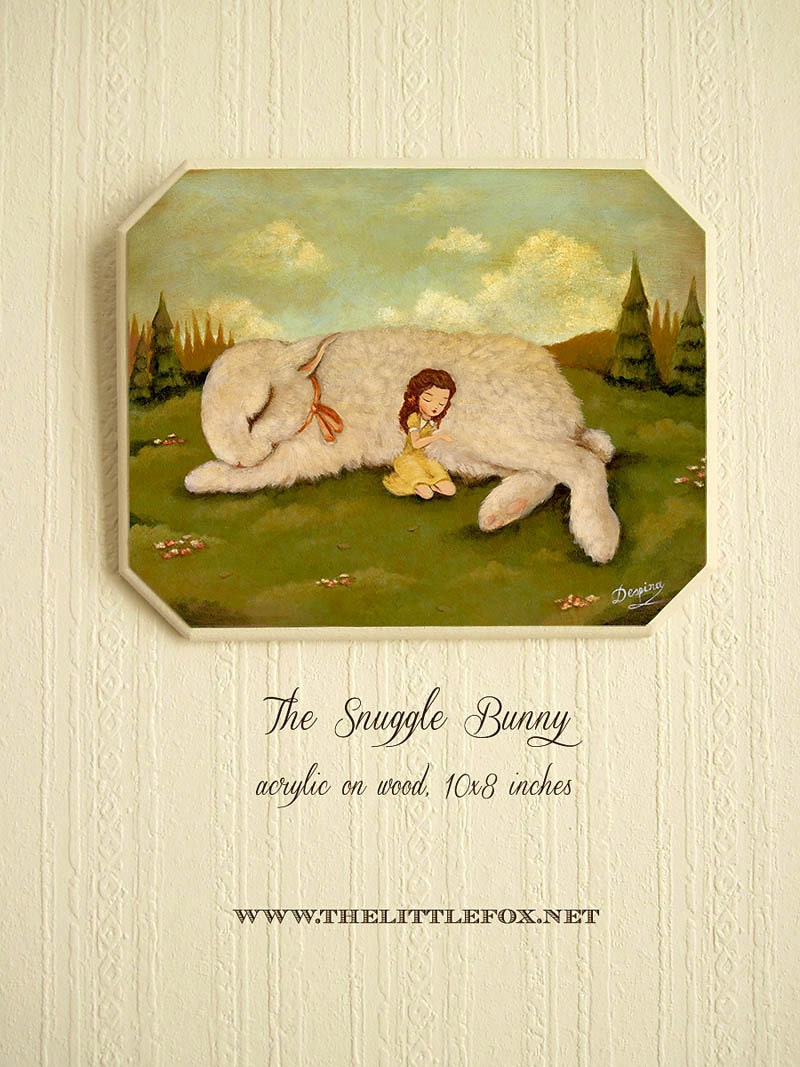 Original Painting, Acrylic Painting, Children's Art, Bunny Rabbit, Girl, Nursery Art, Baby, Cute, Kids Art - The Snuggle Bunny