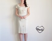 white sequin reception dress . 1950 wedding dress .extra small
