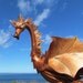 Copper Dragon Flamingo - a handmade, garden art sculpture created from a recycled pink plastic flamingo.