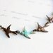 Bird Necklace with Mint Green and Antiqued Brass Birds. Be Yourself. Limited Edition
