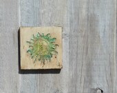 Mixed Media Original, Flower Painting, 6x6, Accent Art,Primitive, Folk Art , Original,