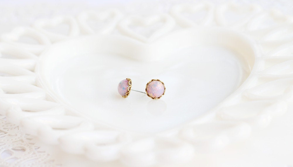Vintage Glass Opal Studs