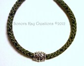 Camouflage Rope Bracelet with Silver Flower Bead